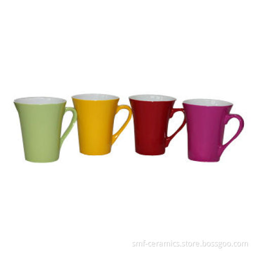 13OZ trumpet porcelain mug with outside fully galzed